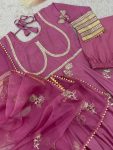 FANCY CHINON EMBROIDERY SEQUENCE WORK GOWN BOTTOM WITH DUPATTA PARTY WEAR WHOLESALE PRICE ETHNIC GARMENT (10)