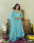 FANCY CHINON EMBROIDERY SEQUENCE WORK GOWN BOTTOM WITH DUPATTA SKY