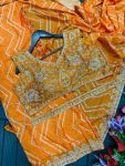FANCY CHINON EMBROIDERY SEQUENCE WORK READY TO WEAR SAREE BLOUSE WITH BELT PARTY WEAR WHOLESALE PRICE ETHNIC GARMENT (5)