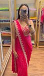 FANCY CHINON EMBROIDERY SEQUENCE WORK READY TO WEAR SAREE BLOUSE WITH BELT PARTY WEAR WHOLESALE PRICE ETHNIC GARMENT (3)