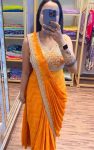 FANCY CHINON EMBROIDERY SEQUENCE WORK READY TO WEAR SAREE BLOUSE WITH BELT PARTY WEAR WHOLESALE PRICE ETHNIC GARMENT (5)