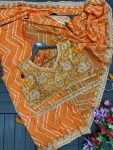 FANCY CHINON EMBROIDERY SEQUENCE WORK READY TO WEAR SAREE BLOUSE WITH BELT PARTY WEAR WHOLESALE PRICE ETHNIC GARMENT (5)