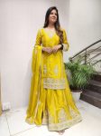 FANCY CHINON EMBROIDERY SEQUENCE WORK TOP PALAZZO WITH DUPATTA PARTY WEAR WHOLESALE PRICE ETHNIC GARMENT (4)