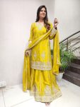 FANCY CHINON EMBROIDERY SEQUENCE WORK TOP PALAZZO WITH DUPATTA PARTY WEAR WHOLESALE PRICE ETHNIC GARMENT (4)