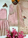 FANCY CHINON EMBROIDERY SEQUENCE ZARI WORK TOP SHARARA WITH DUPATTA PARTY WEAR WHOLESALE PRICE ETHNIC GARMENT (4)