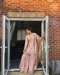 FANCY CHINON EMBROIDERY SEQUENCE ZARI WORK TOP SHARARA WITH DUPATTA PARTY WEAR WHOLESALE PRICE ETHNIC GARMENT (4)