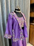 FANCY CHINON EMBROIDERY THREAD WORK STITCHED PALAZZO BLOUSE WITH KOTI PARTY WEAR WHOLESALE PRICE ETHNIC GARMENT (7)