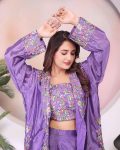 FANCY CHINON EMBROIDERY THREAD WORK STITCHED PALAZZO BLOUSE WITH KOTI PARTY WEAR WHOLESALE PRICE ETHNIC GARMENT (7)