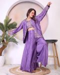 FANCY CHINON EMBROIDERY THREAD WORK STITCHED PALAZZO BLOUSE WITH KOTI PARTY WEAR WHOLESALE PRICE ETHNIC GARMENT (7)