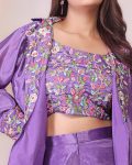 FANCY CHINON EMBROIDERY THREAD WORK STITCHED PALAZZO BLOUSE WITH KOTI PARTY WEAR WHOLESALE PRICE ETHNIC GARMENT (7)