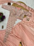 FANCY CHINON EMBROIDERY WORK READY TO WEAR SAREE WITH BANGLORY EMBROIDERY WORK STITCHED BLOUSE PARTY WEAR WHOLESALE PRICE ETHNIC GARMENT (3)