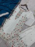 FANCY CHINON SILK EMBROIDERY SEQUENCE AND THREAD WORK WITH STONE HAND WORK TOP PALAZZO WITH DUPATTA FESTIVE WEAR WHOLESALE PRICE ETHNIC GARMENT (21)
