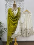 FANCY CHINON SILK EMBROIDERY SEQUENCE AND THREAD WORK WITH STONE HAND WORK TOP PALAZZO WITH DUPATTA FESTIVE WEAR WHOLESALE PRICE ETHNIC GARMENT (9)