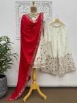 FANCY CHINON SILK EMBROIDERY SEQUENCE AND THREAD WORK WITH STONE HAND WORK TOP PALAZZO WITH DUPATTA FESTIVE WEAR WHOLESALE PRICE ETHNIC GARMENT (15)