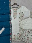 FANCY CHINON SILK EMBROIDERY SEQUENCE AND THREAD WORK WITH STONE HAND WORK TOP PALAZZO WITH DUPATTA FESTIVE WEAR WHOLESALE PRICE ETHNIC GARMENT (21)