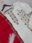 FANCY CHINON SILK EMBROIDERY SEQUENCE AND THREAD WORK WITH STONE HAND WORK TOP PALAZZO WITH DUPATTA FESTIVE WEAR WHOLESALE PRICE ETHNIC GARMENT (15)