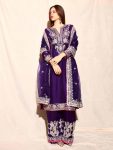 FANCY CHINON SILK EMBROIDERY SEQUENCE WORK TOP PALAZZO WITH DUPATTA PURPLE