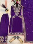 FANCY CHINON SILK EMBROIDERY SEQUENCE WORK TOP PALAZZO WITH DUPATTA PARTY WEAR WHOLESALE PRICE ETHNIC GARMENT (3)