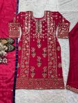 FANCY CHINON SILK SEQUENCE MULTI EMBROIDERY WORK TOP BOTTOM WITH DUPATTA FESTIVE WEAR WHOLESALE PRICE ETHNIC GARMENT (4)