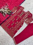 FANCY CHINON SILK SEQUENCE MULTI EMBROIDERY WORK TOP BOTTOM WITH DUPATTA FESTIVE WEAR WHOLESALE PRICE ETHNIC GARMENT (4)