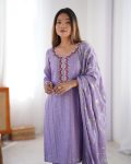 FANCY CHINON SILK THREAD SEQUENCE WORK TOP BOTTOM WITH DUPATTA PARTY WEAR WHOLESALE PRICE ETHNIC GARMENT (10)