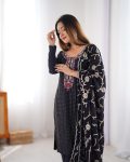 FANCY CHINON SILK THREAD SEQUENCE WORK TOP BOTTOM WITH DUPATTA PARTY WEAR WHOLESALE PRICE ETHNIC GARMENT (3)