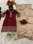 FANCY CHINON THREAD SEQUENCE EMBROIDERY WORK TOP BOTTOM WITH DUPATTA PARTY WEAR WHOLESALE PRICE ETHNIC GARMENT (4)