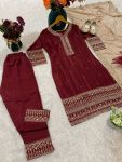 FANCY CHINON THREAD SEQUENCE EMBROIDERY WORK TOP BOTTOM WITH DUPATTA PARTY WEAR WHOLESALE PRICE ETHNIC GARMENT (4)
