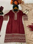 FANCY CHINON THREAD SEQUENCE EMBROIDERY WORK TOP BOTTOM WITH DUPATTA PARTY WEAR WHOLESALE PRICE ETHNIC GARMENT (4)