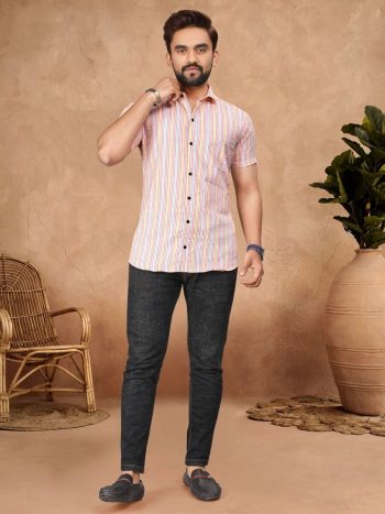 FANCY COTTON BUBBLE PATTERN WEAVING WORK READY TO WEAR MEN'S SHIRT PINK