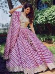 FANCY COTTON CREPE SILK DIGITAL PRINTED SEQUENCE ZARI WORK LEHENGA CHOLI WITH DUPATTA PINK