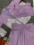 FANCY CREEP SATIN EMBROIDERY WORK DRAPED SKIRT BLOUSE WITH KOTI PARTY WEAR WHOLESALE PRICE ETHNIC GARMENT (3)