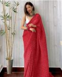 FANCY CRUSHED DIGITAL PRINTED SAREE WITH UNSTITCHED BLOUSE PARTY WEAR WHOLESALE PRICE ETHNIC GARMENT (1)