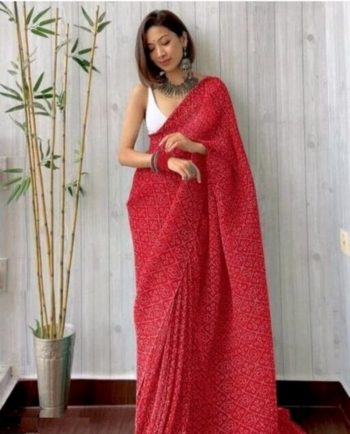 FANCY CRUSHED DIGITAL PRINTED SAREE WITH UNSTITCHED BLOUSE MAROON