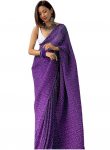 FANCY CRUSHED DIGITAL PRINTED SAREE WITH UNSTITCHED BLOUSE PURPLE