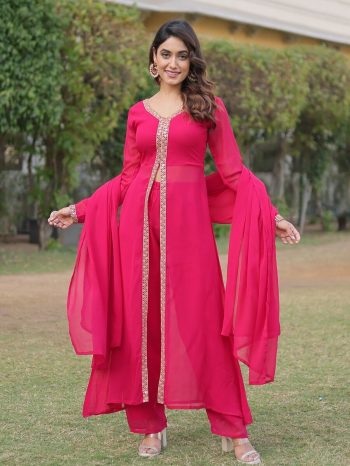 FANCY FAUX BLOOMING EMBROIDERED WORK TOP BOTTOM WITH DUPATTA RANI