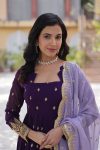 FANCY FAUX BLOOMING EMBROIDERY ZARI SEQUENCE WORK GOWN WITH DUPATTA FESTIVE WEAR WHOLESALE PRICE ETHNIC GARMENT (3)