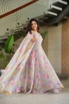 FANCY FAUX GEORGETTE FLOWER DIGITAL PRINT WORK GOWN WITH DUPATTA FESTIVE WEAR WHOLESALE PRICE ETHNIC GARMENT (1)