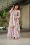 FANCY FAUX GEORGETTE FLOWER DIGITAL PRINT WORK GOWN WITH DUPATTA FESTIVE WEAR WHOLESALE PRICE ETHNIC GARMENT (1)