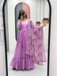 FANCY FENDI SILK RUFFLE WORK GOWN WITH DUPATTA FESTIVE WEAR WHOLESALE PRICE ETHNIC GARMENT (5)