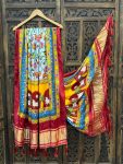 FANCY GAJI SILK PRINT WITH LAGDI PATTA AND TASSELS WORK DUPATTA  SKY