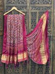 FANCY GAJI SILK PRINT WITH LAGDI PATTA AND TASSELS WORK DUPATTA  RANI