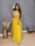 FANCY GEORGETTE EMBROIDERY LEHENGA SAREE WITH BLOUSE AND KOTI PARTY WEAR WHOLESALE PRICE ETHNIC GARMENT(23)