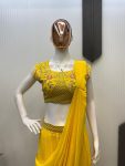 FANCY GEORGETTE EMBROIDERY LEHENGA SAREE WITH BLOUSE AND KOTI PARTY WEAR WHOLESALE PRICE ETHNIC GARMENT(23)