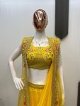 FANCY GEORGETTE EMBROIDERY LEHENGA SAREE WITH BLOUSE AND KOTI PARTY WEAR WHOLESALE PRICE ETHNIC GARMENT(23)