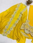 FANCY GEORGETTE EMBROIDERY SEQUENCE DIAMOND WORK BLOUSE SKIRT WITH KOTI PARTY WEAR WHOLESALE PRICE ETHNIC GARMENT (3)