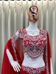 FANCY GEORGETTE EMBROIDERY SEQUENCE DIAMOND WORK BLOUSE SKIRT WITH KOTI PARTY WEAR WHOLESALE PRICE ETHNIC GARMENT (5)
