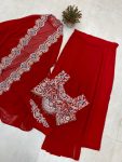 FANCY GEORGETTE EMBROIDERY SEQUENCE DIAMOND WORK BLOUSE SKIRT WITH KOTI PARTY WEAR WHOLESALE PRICE ETHNIC GARMENT (5)