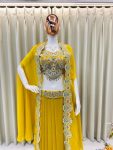 FANCY GEORGETTE EMBROIDERY SEQUENCE DIAMOND WORK BLOUSE SKIRT WITH KOTI PARTY WEAR WHOLESALE PRICE ETHNIC GARMENT (3)