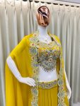 FANCY GEORGETTE EMBROIDERY SEQUENCE DIAMOND WORK BLOUSE SKIRT WITH KOTI PARTY WEAR WHOLESALE PRICE ETHNIC GARMENT (3)